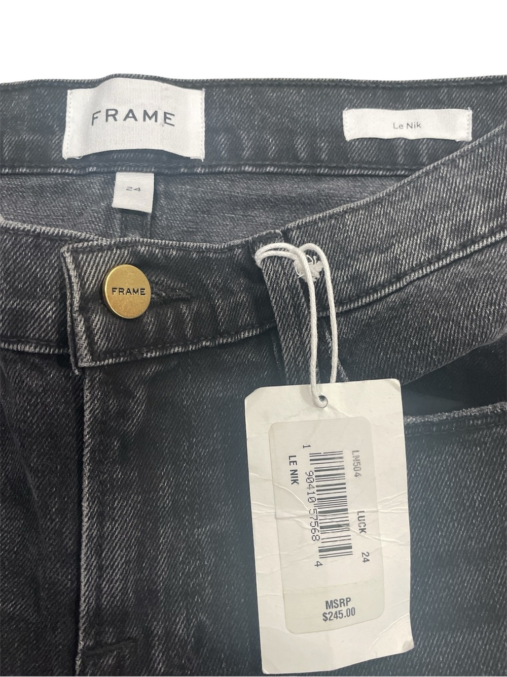 FRAME Le Nik Black Low Rise Straight Leg Jeans Size 24 NWT - Picture 3 of 4